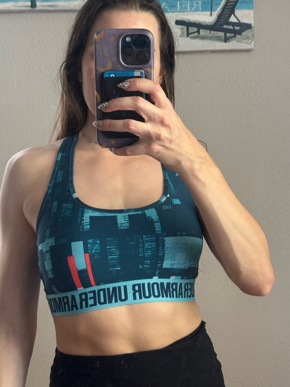 Under Armour Teal & Red Graphic Racerback Sports Bra